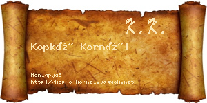 Kopkó Kornél névjegykártya